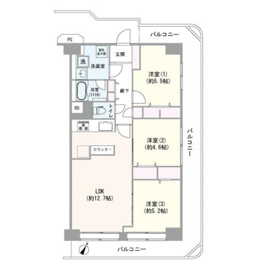 ネオコーポ山下-1-間取図(平面図)