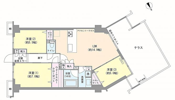 ヴェレーナシティ　パレ・ド・シエル　カルティエ２-1-間取図(平面図)