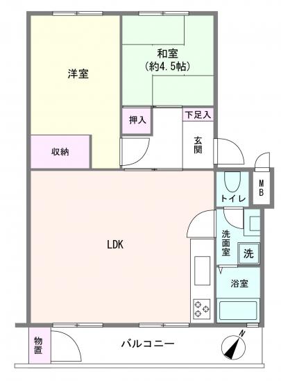 三ツ沢ハイタウン　5号棟-1-間取図(平面図)