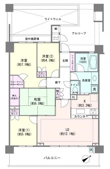 クレッセント上大岡ヴューズテラス-1-間取図(平面図)