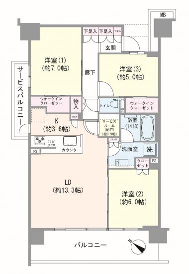 シティテラス横濱新杉田-1-間取図(平面図)