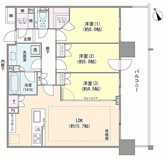 リビオタワー羽沢横浜国大-1-間取図(平面図)