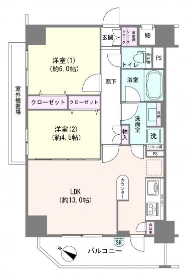 日神パレステージ阪東橋Ⅱ-1-間取図(平面図)