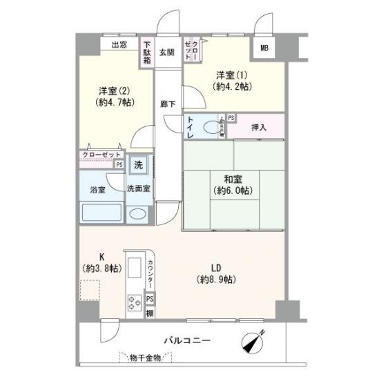 ルモン横浜蒔田公園-1-間取図(平面図)