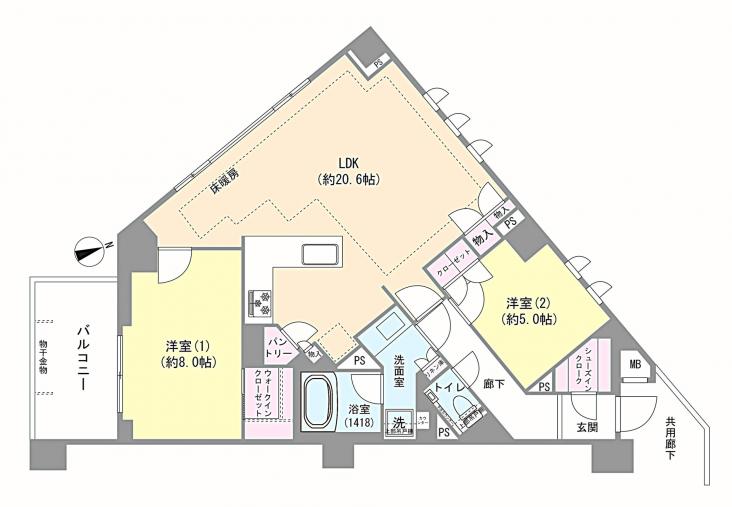 プレシス横濱山手パークフロント-1-間取図(平面図)