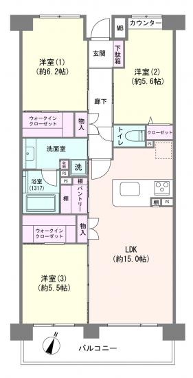 プライムコート磯子屏風ヶ浦-1-間取図(平面図)