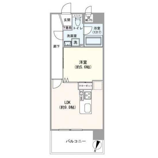 カインドステージ横浜阪東橋-1-間取図(平面図)