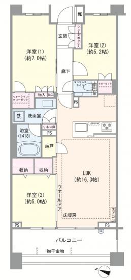 ジェイグランディア日吉-1-間取図(平面図)