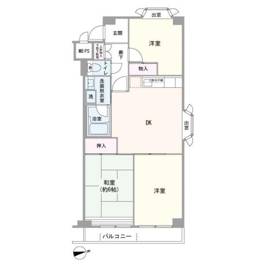 ダイアパレス上大岡第６　B棟-1-間取図(平面図)