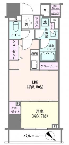 デュフレ横浜石川町-1-間取図(平面図)