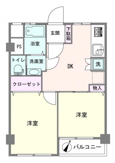 大倉山第二コーポラス　B棟-1-間取図(平面図)
