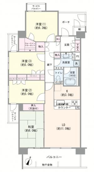 グランスイート横浜磯子-1-間取図(平面図)