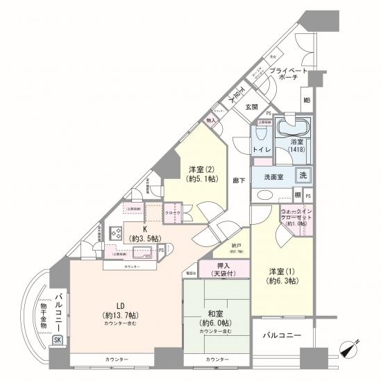 パークホームズ東神奈川ステーションアリーナ-1-間取図(平面図)