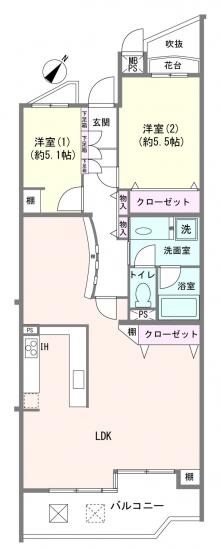ヒルズ上大岡ガーデニア-1-間取図(平面図)