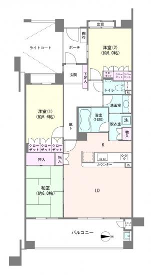 クリオ上大岡西　壱番館-1-間取図(平面図)