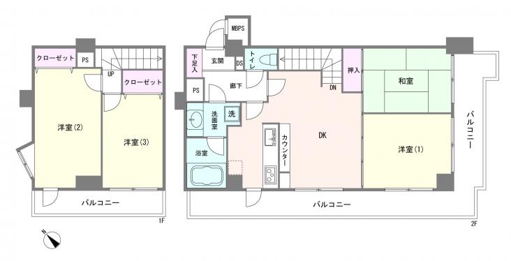 ライオンズマンション横浜南太田-1-間取図(平面図)