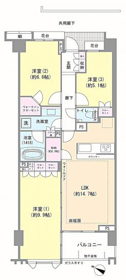 横濱紅葉坂レジデンス　参番館-1-間取図(平面図)