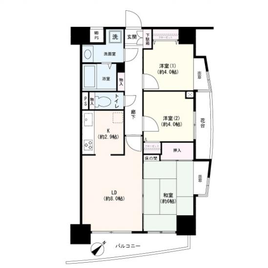 ネオマイム生麦-1-間取図(平面図)