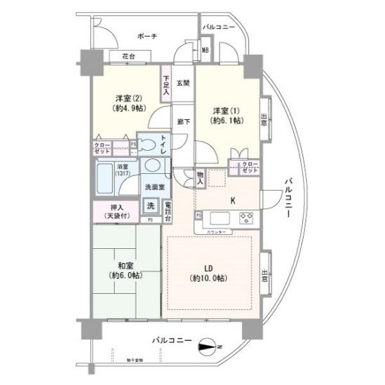 クレッセント鹿島田-1-間取図(平面図)