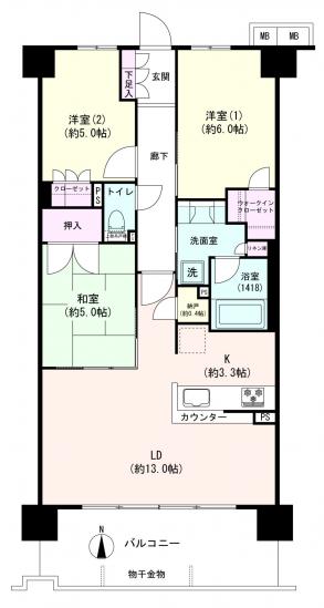 レーベン川崎小田一丁目-1-間取図(平面図)