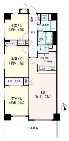 藤和シティホームズ鷺沼小台-1-間取図(平面図)