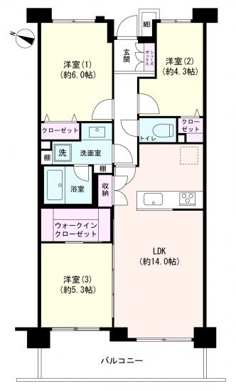 たまプラーザ美しが丘パークホームズ弐番館-1-間取図(平面図)