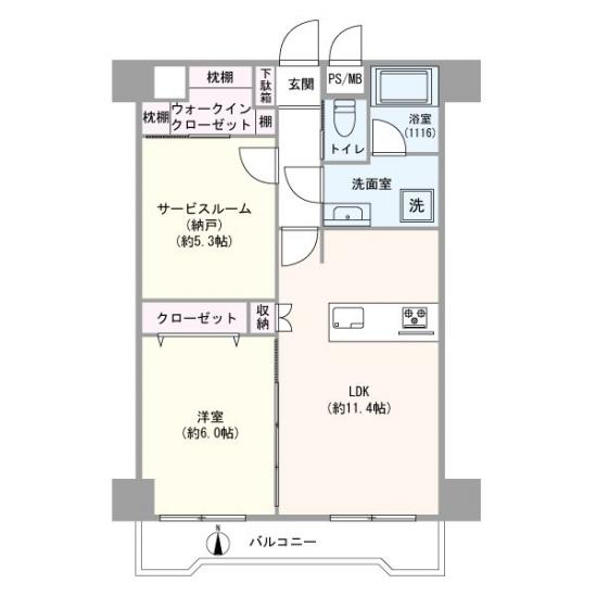 ダイアパレス武蔵小杉-1-間取図(平面図)
