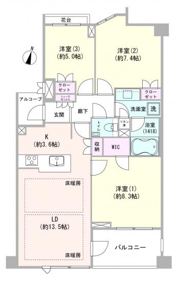 パークテラス宮前平-1-間取図(平面図)