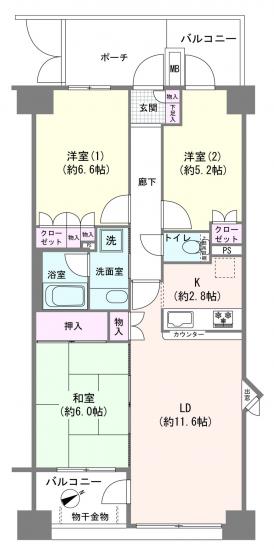 ドエル横浜鶴見-1-間取図(平面図)