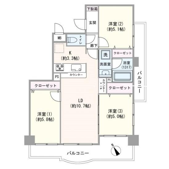 リベラル市が尾-1-間取図(平面図)