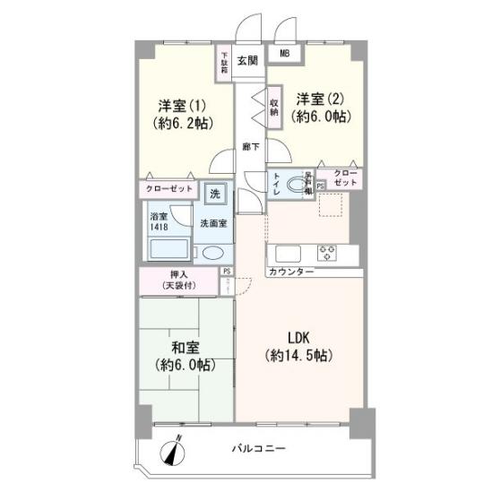 グランイーグルwing川崎-1-間取図(平面図)