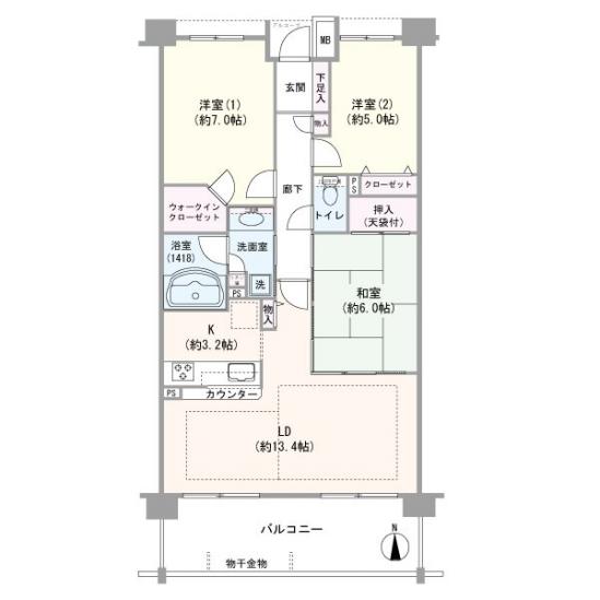 ゼファー武蔵中原レーグラーレ-1-間取図(平面図)