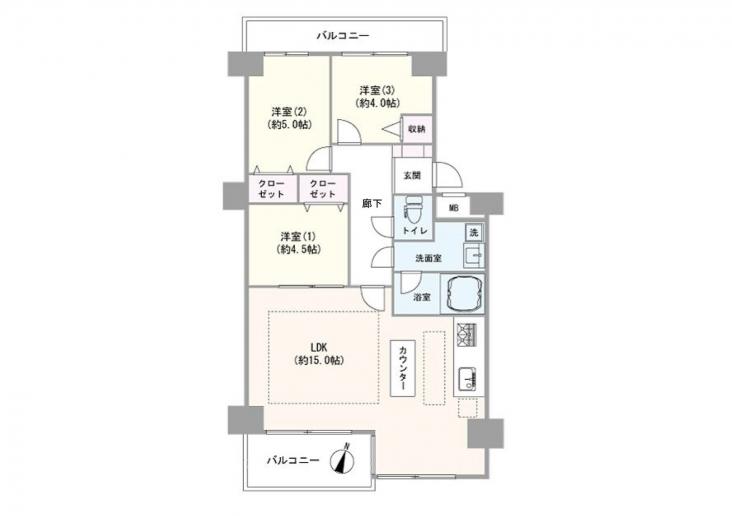 トーカンマンション宮前平-1-間取図(平面図)