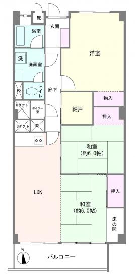 元住吉マンション-1-間取図(平面図)
