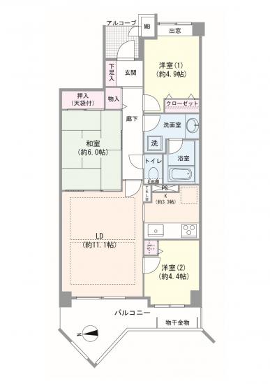 ジェネシティ西棟-1-間取図(平面図)