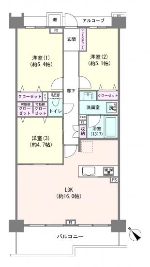 京急シティ横浜矢向-1-間取図(平面図)