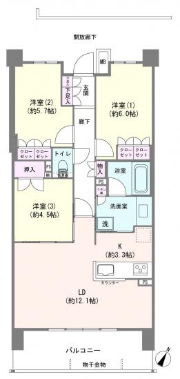 プライム横浜生麦-1-間取図(平面図)