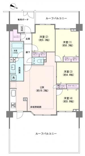 ライオンズヴィアーレ横濱ベイ壱番館-1-間取図(平面図)