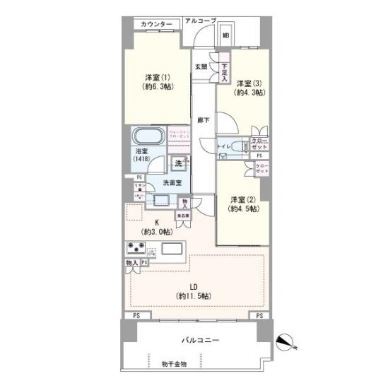 ドレッセＷＩＳＥたまプラーザ-1-間取図(平面図)