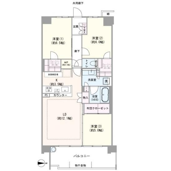 プライム横浜岸谷-1-間取図(平面図)