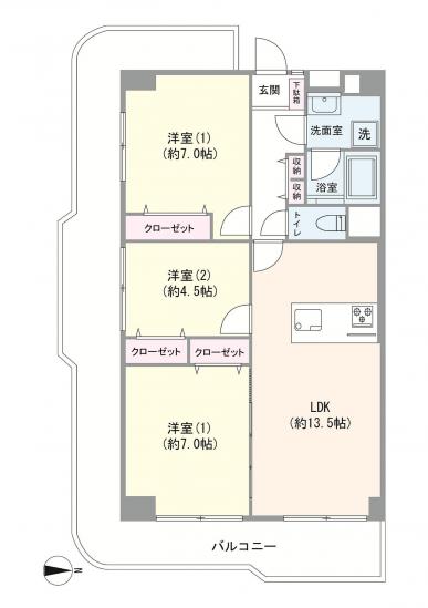 日商岩井川崎塚越マンション-1-間取図(平面図)