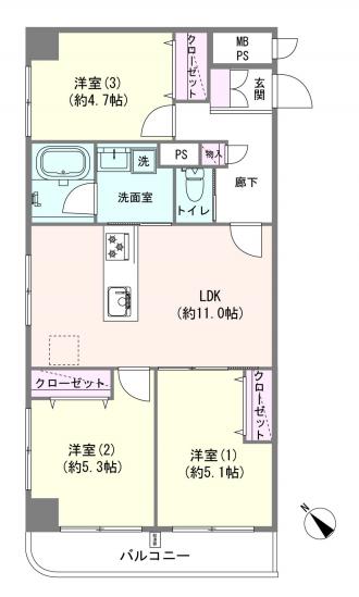 ニックハイム鶴見第５-1-間取図(平面図)