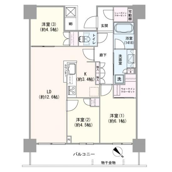 リヴァリエ　B棟-1-間取図(平面図)