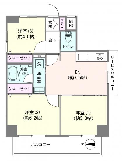 モリス川崎-1-間取図(平面図)