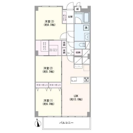 元住吉マンション-1-間取図(平面図)