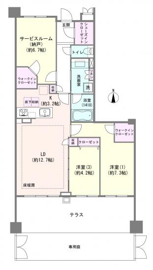 パークハウス武蔵新城ソレイユテラス-1-間取図(平面図)