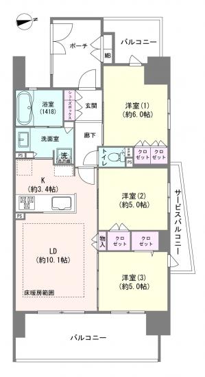 シャリエ川崎大師-1-間取図(平面図)