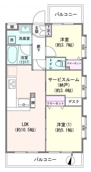 ロイヤルステージ日吉-1-間取図(平面図)