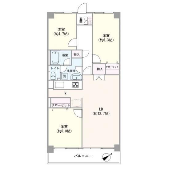 ソフトタウン生田-1-間取図(平面図)