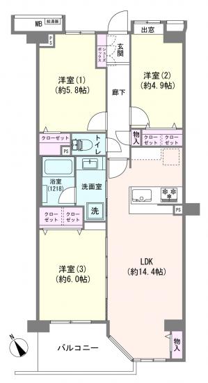 シーアイハイツたまプラーザパークヒルズＡ棟-1-間取図(平面図)